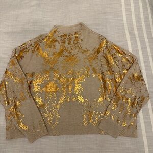 Elegant Gold Patterned Sweater